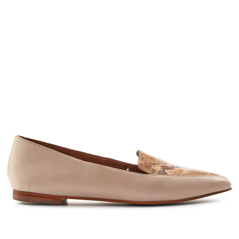 Sicily Leather Slip-On Shoes - SICILY / 326 204 - Beige Snake sold by Jones Bootmaker