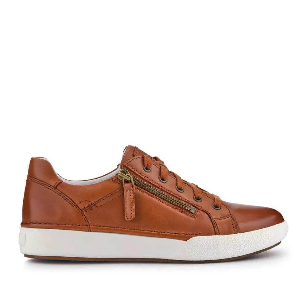 All-Leather Dual-Fastening Trainers - JOSEF41511 / 327 240 - Tan sold by Jones Bootmaker