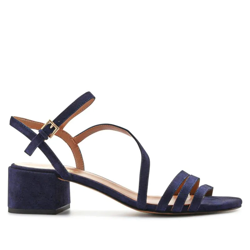 Ginette2 Heeled Leather Sandals - GINETTE2 / 325 061 - Navy sold by Jones Bootmaker