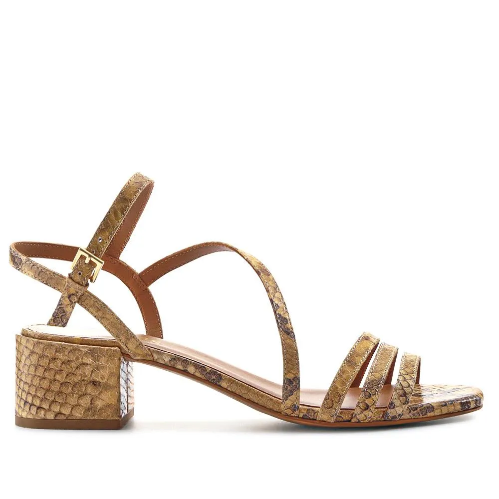 Ginette2 Heeled Leather Sandals - GINETTE2 / 325 061 - Snake sold by Jones Bootmaker