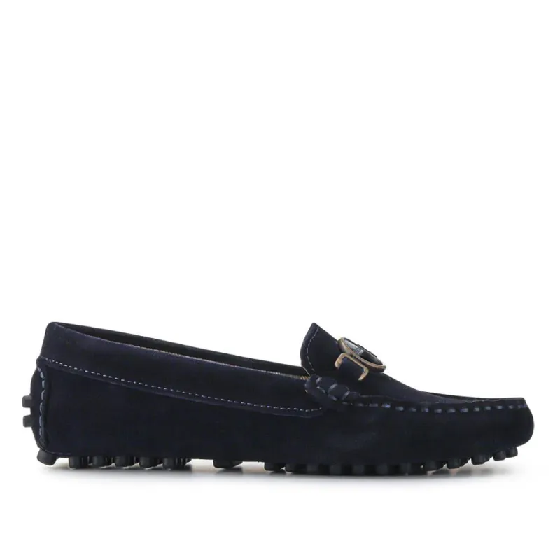 Leather Slip-On Moccasins - BARBR41507 / 326 768 - Navy Suede sold by Jones Bootmaker