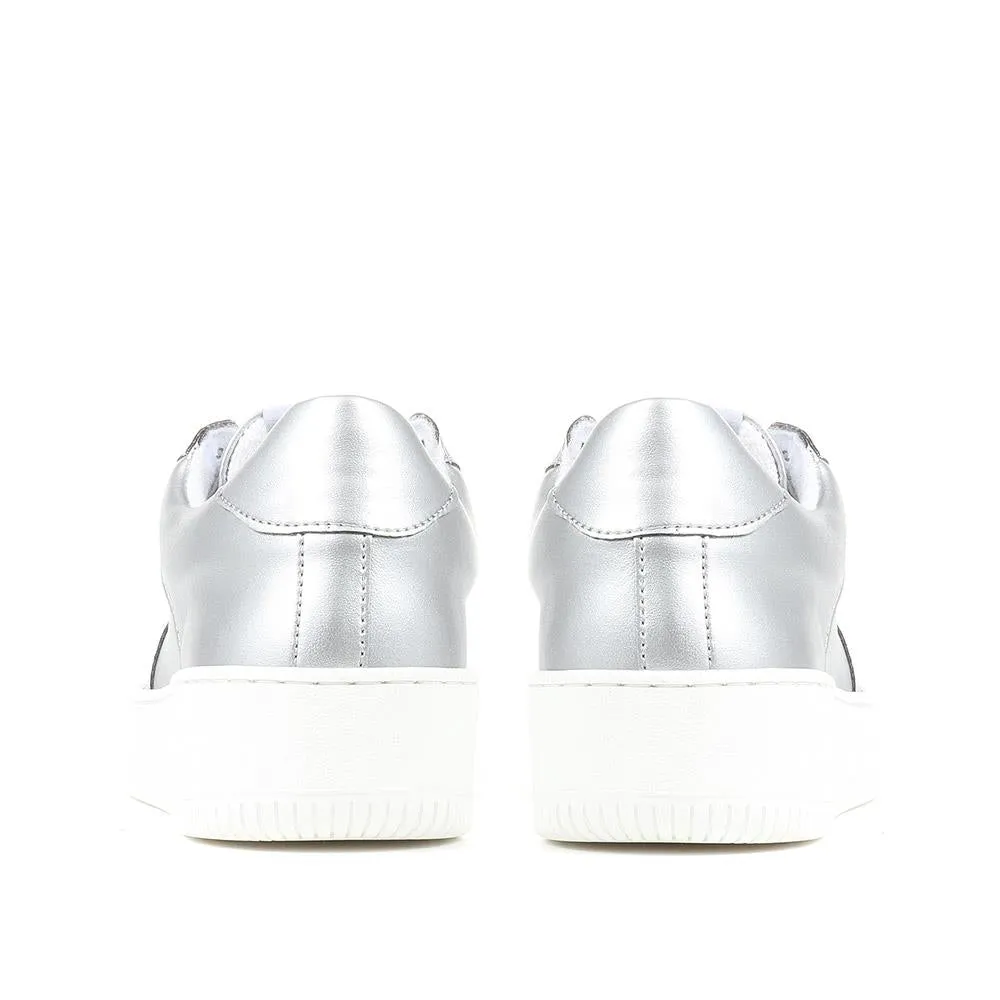 Tabbee Apple Leather Trainers - TABBEE / 323 517 - Silver sold by Jones Bootmaker product image thumbnail 3