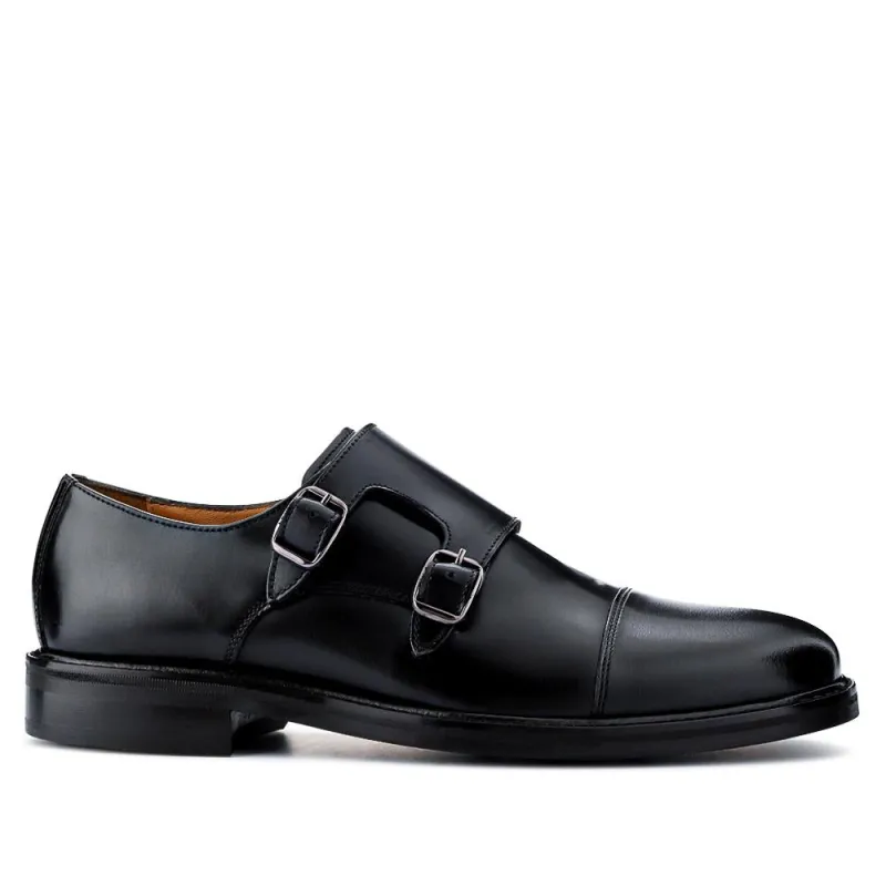 Ollie Leather Monk Shoes - OLLIE / 325 751 - Black Polished sold by Jones Bootmaker