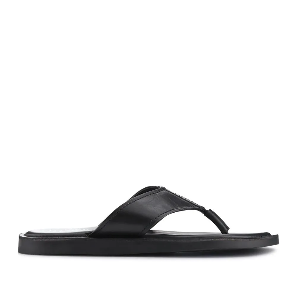 Weybridge Leather Toe-Post Sandals - WEYBRIDGE / 327 025 - Black sold by Jones Bootmaker