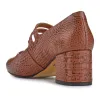 Xanthi Heeled Mary Janes - XANTHI / 325 044 - Brown Croc sold by Jones Bootmaker