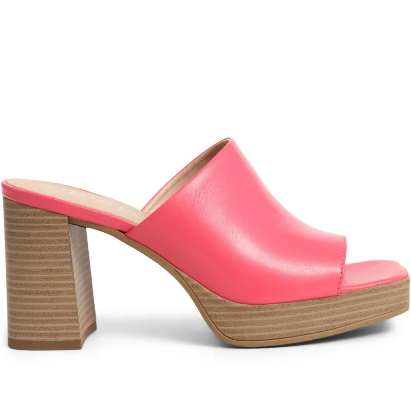 Dominica Leather Heeled Mules - DOMINICA / 323 833 - Pink sold by Jones Bootmaker