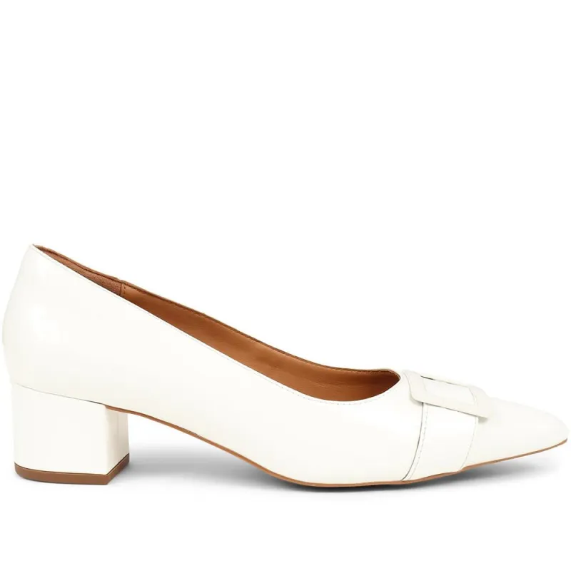 Ziggy Pointed-Toe Court Shoes  - ZIGGY / 325 304 - Cream sold by Jones Bootmaker