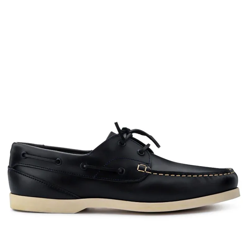 Parsons Leather Boat Shoes - PARSONS / 320 153 - Navy - White sold by Jones Bootmaker