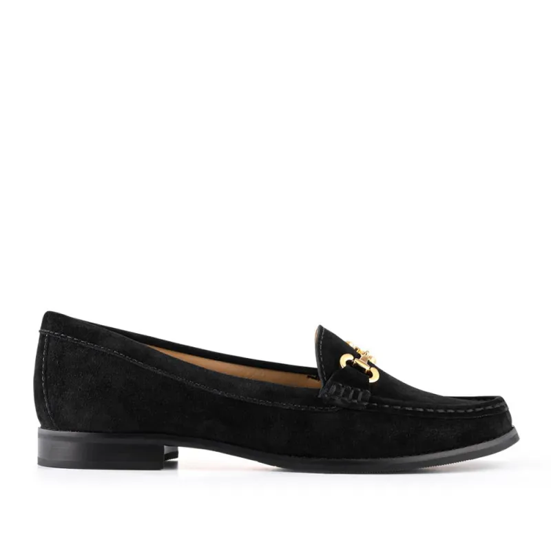 Lex Wide-Fit Suede Loafers - LEXWIDE / 328 250 - Black Suede sold by Jones Bootmaker