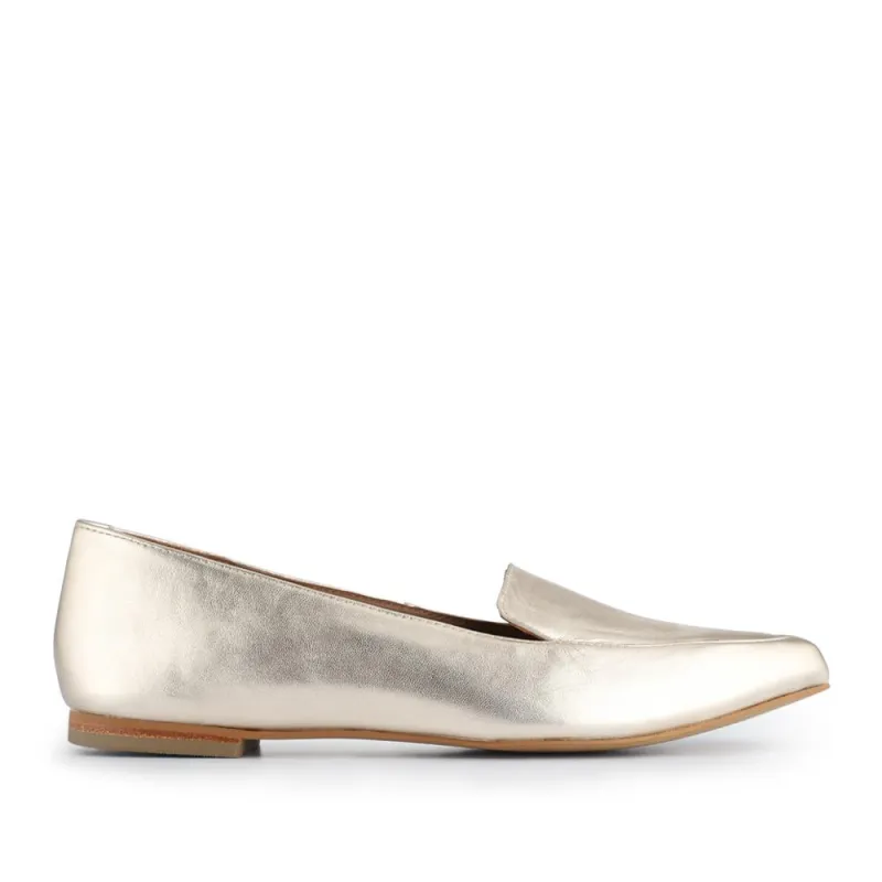 Sicily Leather Slip-On Shoes - SICILY / 326 204 - Gold sold by Jones Bootmaker