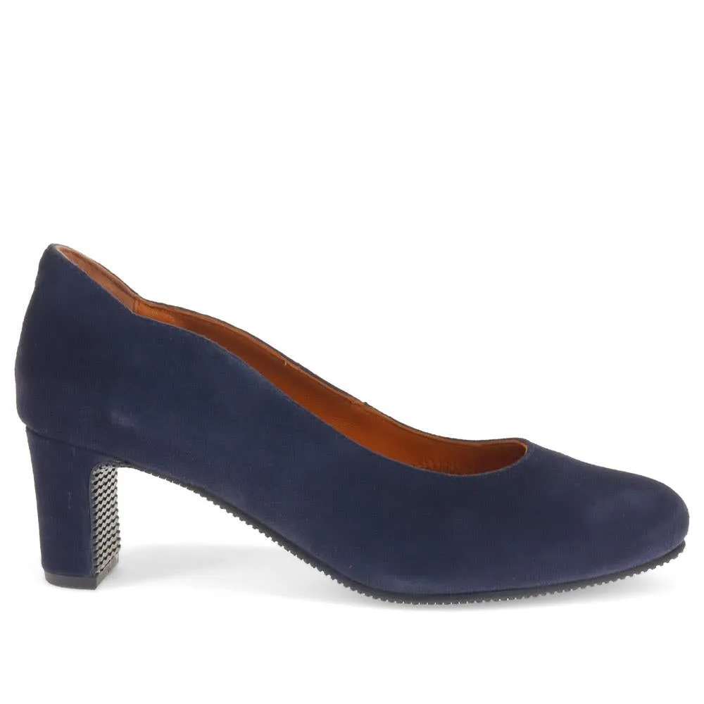 ZoeyWide Leather Court Shoes - ZOEYWIDE / 325 774 - Navy Suede sold by Jones Bootmaker
