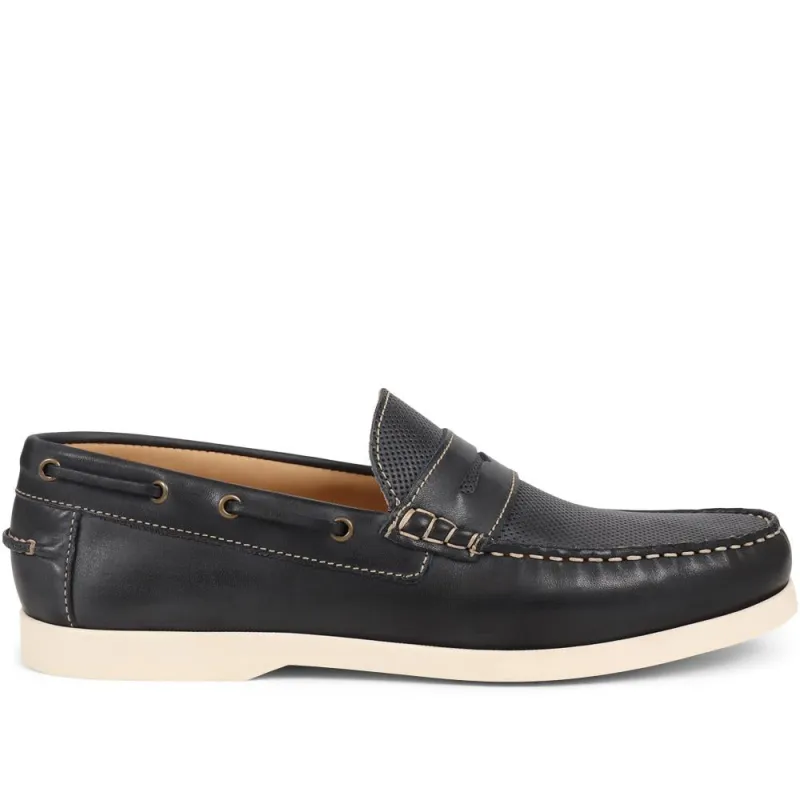 Partick Leather Moccasin  - PARTICK / 325 135 - Navy sold by Jones Bootmaker