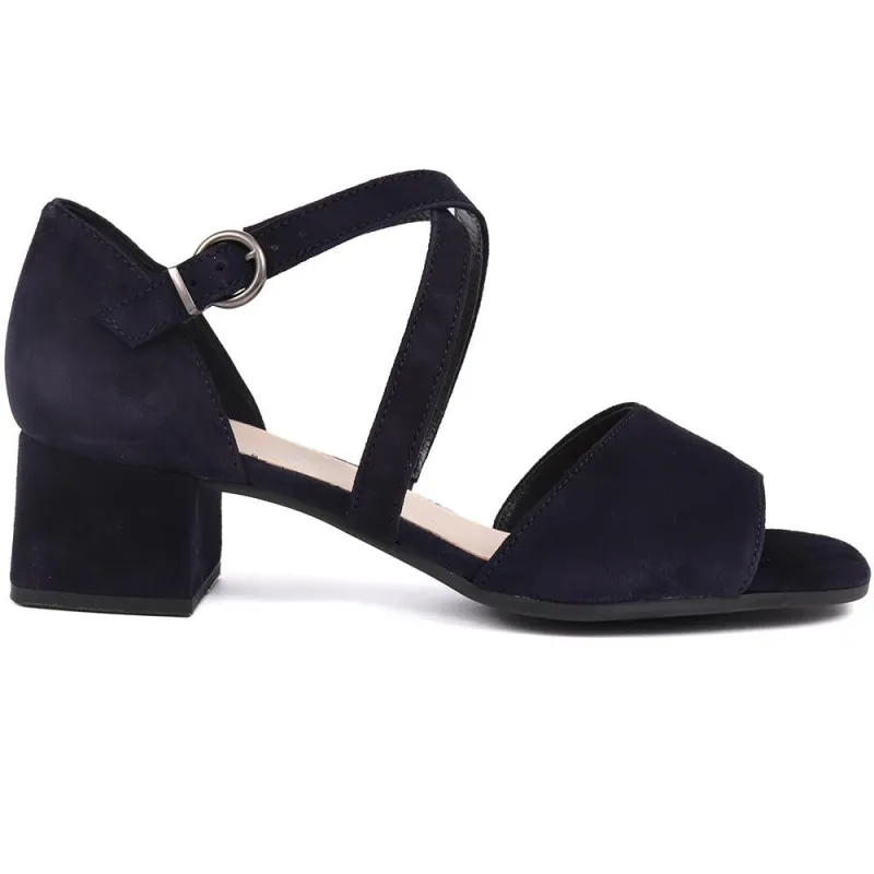 Alloy Heeled Leather Sandals  - GAB39521 / 325 404 - Navy sold by Jones Bootmaker