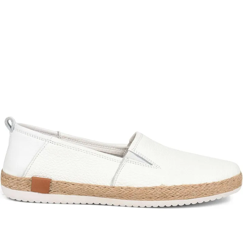 Milan Leather Espadrille Flats - MILAN / 320 085 - White sold by Jones Bootmaker