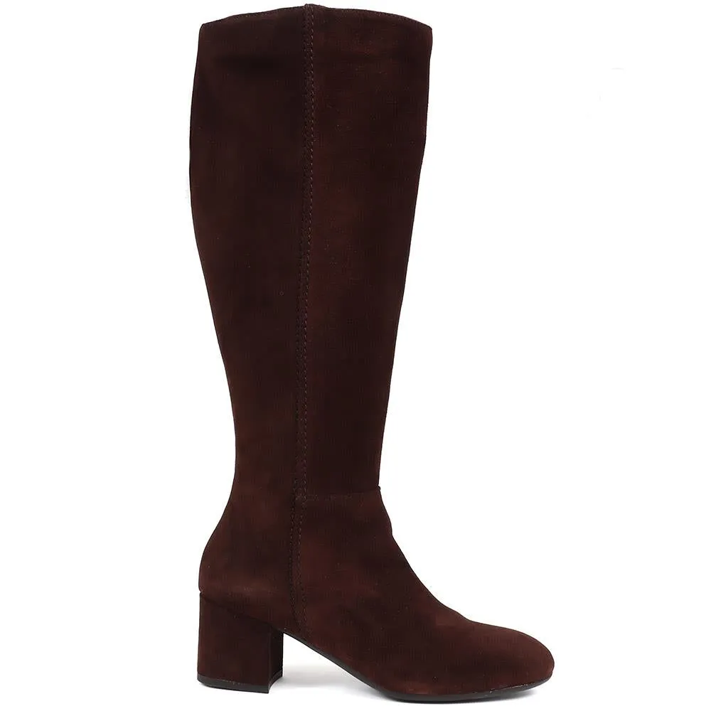 Lou LouR Regular Calf Knee-High Suede Boots - LOULOUR / 324 364 - Chocolate sold by Jones Bootmaker