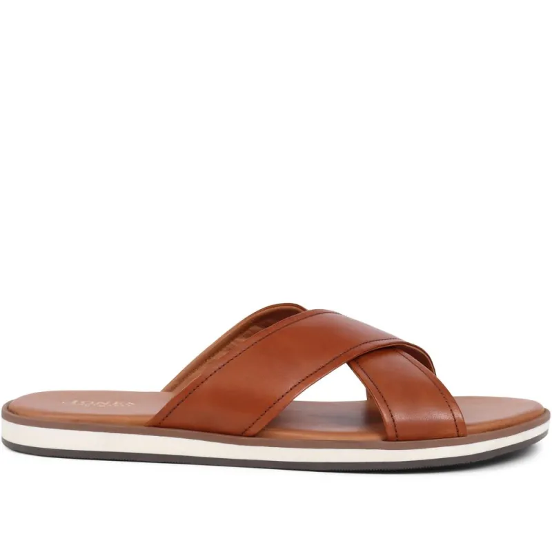 Whitstable Leather Sliders - WHITSTABLE / 325 003 - Tan made by Jones Bootmaker