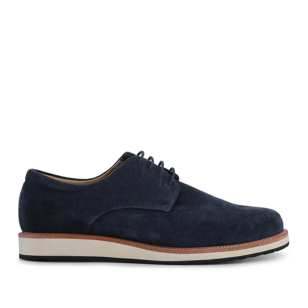 Longfield Wide Fit Leather Lace Up Shoes - LONGFIELD / 328 100 - Navy Suede sold by Jones Bootmaker