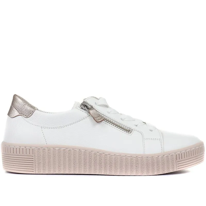 Wisdom Dual Zip Flatform Trainers - GAB31501 / 317 499 - White Metallic sold by Jones Bootmaker