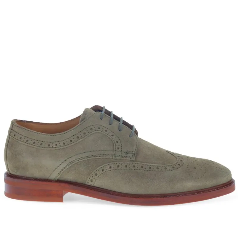 Longwood Leather Derby Brogues - LONGWOOD / 320 482 - Olive Suede sold by Jones Bootmaker
