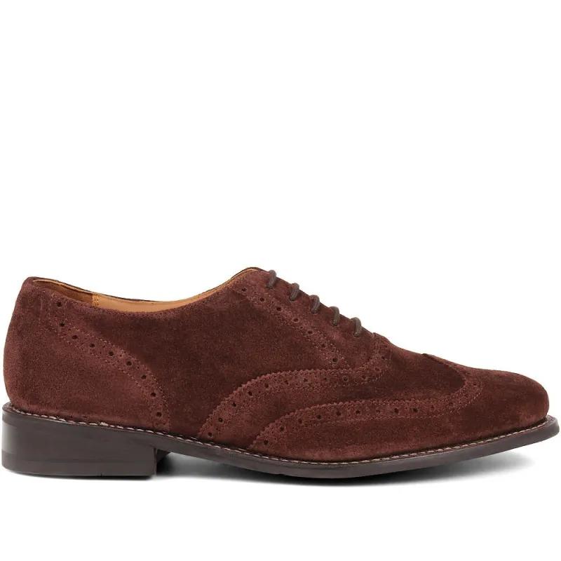 Arthur Oxford Leather Brogues - ARTHUR / 321 740 - Brown Suede sold by Jones Bootmaker