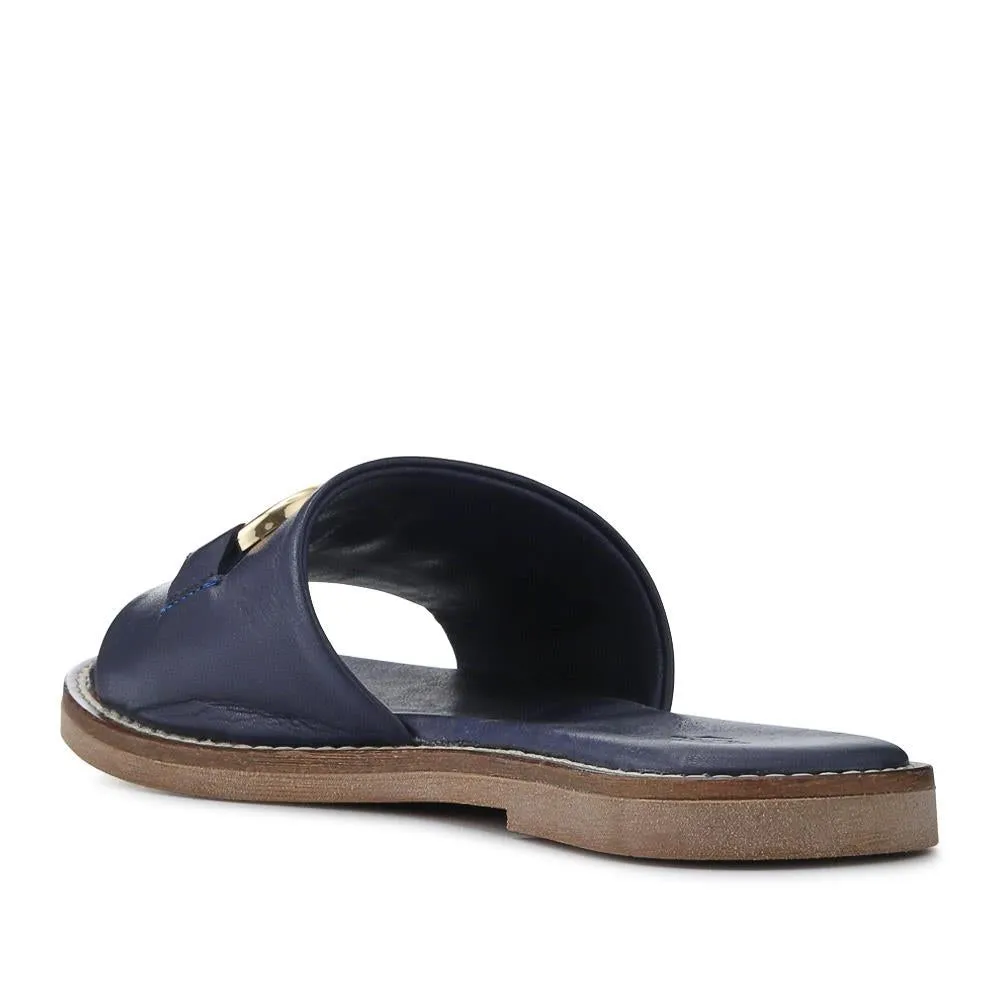 Emillina Leather Buckle Mule Sandals - EMILLINA / 323 646 - Navy sold by Jones Bootmaker product image thumbnail 4