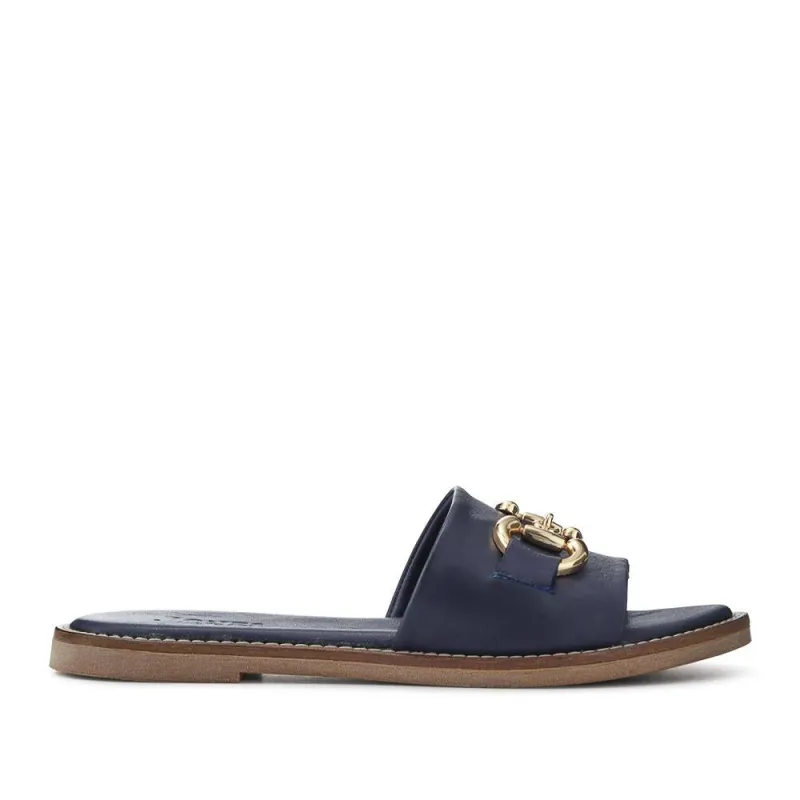 Emillina Leather Buckle Mule Sandals - EMILLINA / 323 646 - Navy sold by Jones Bootmaker
