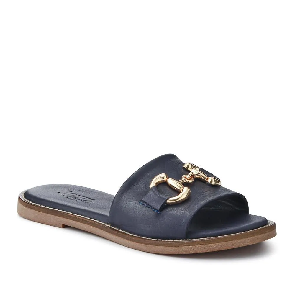 Emillina Leather Buckle Mule Sandals - EMILLINA / 323 646 - Navy sold by Jones Bootmaker product image thumbnail 2