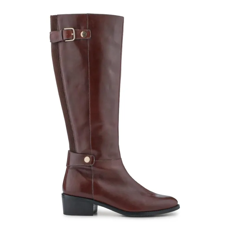Calina Leather Heeled Long Boots - CALINA / 327 890 - Brown sold by Jones Bootmaker