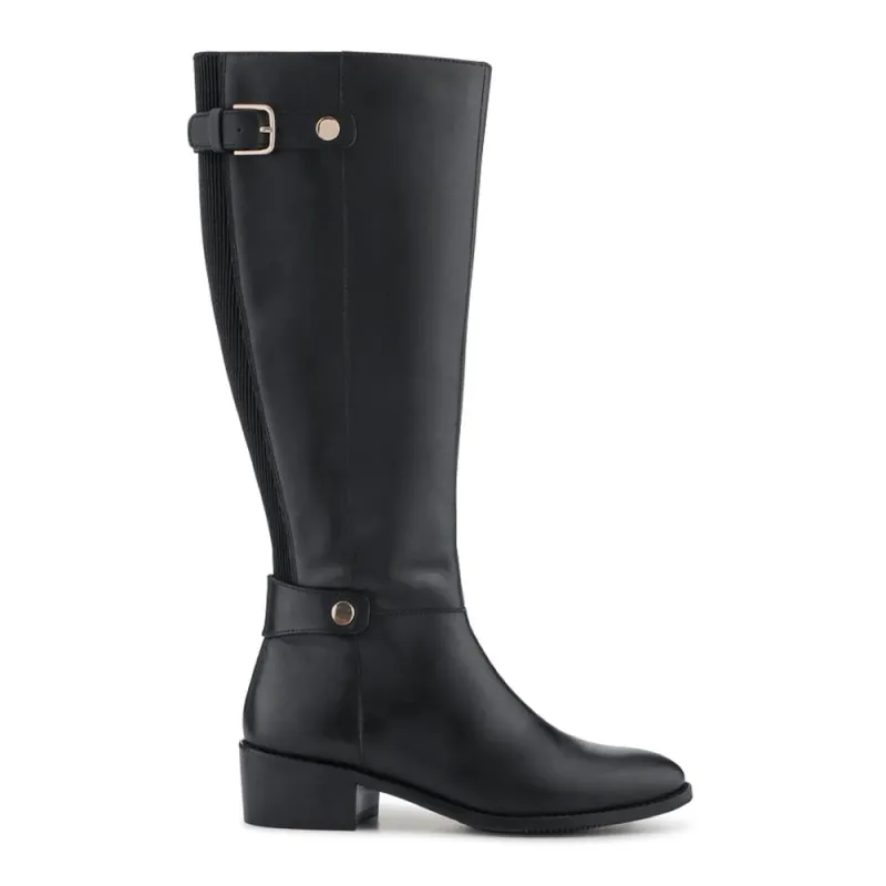 Calina Leather Heeled Long Boots - CALINA / 327 890 - Black sold by Jones Bootmaker