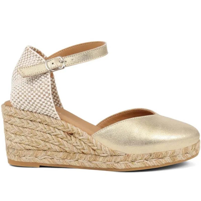 Rosina Leather Espadrilles  - ROSINA / 325 424 - Gold sold by Jones Bootmaker