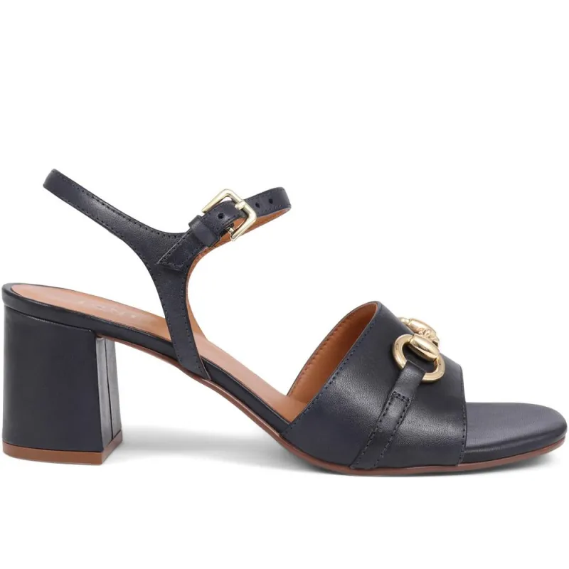 Gianna Leather Block Heels - GIANNA / 325 049 - Navy sold by Jones Bootmaker