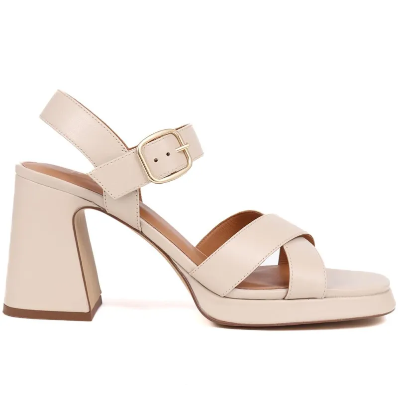 Gladiola2 Leather Platform Sandals - GLADIOLA2 / 325 048 - Cream sold by Jones Bootmaker