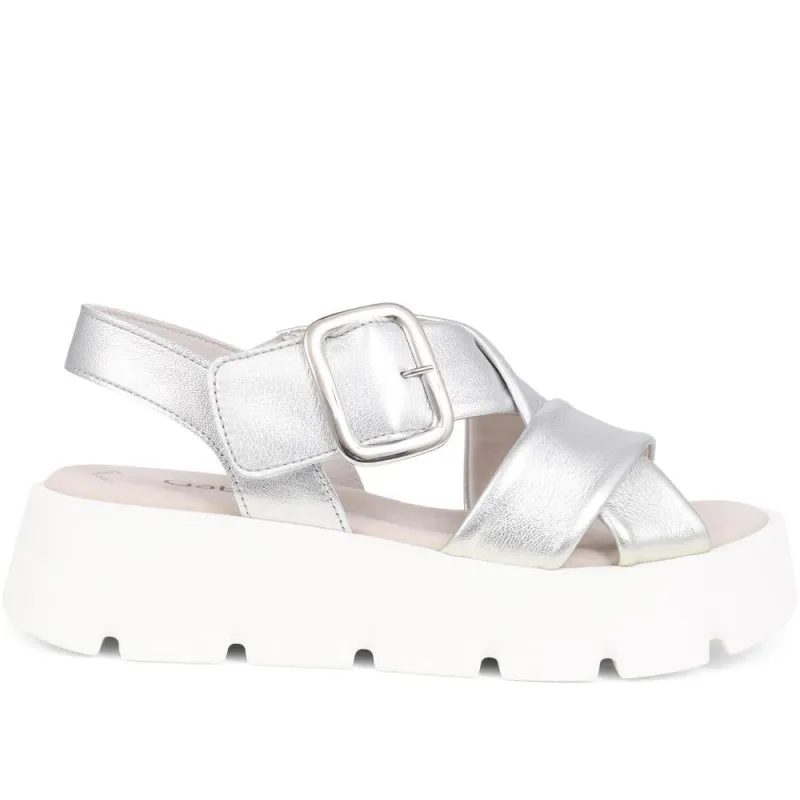 Chunky Leather Sandals  - GAB39505 / 325 078 - Silver sold by Jones Bootmaker
