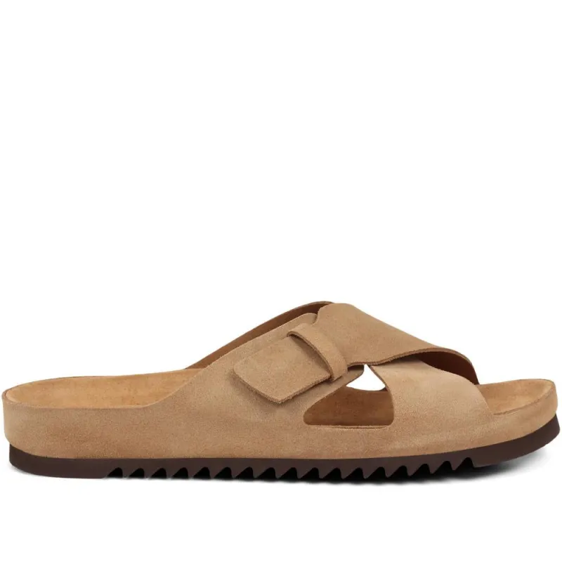 Wavy Leather Mules - WAVY / 325 411 - Sand Suede sold by Jones Bootmaker