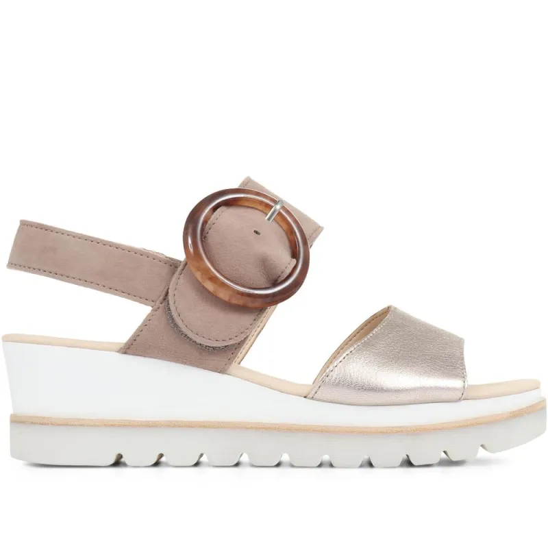 Yeo Wedge Sandals with Buckle - GAB31512 / 317 897 - Pewter sold by Jones Bootmaker