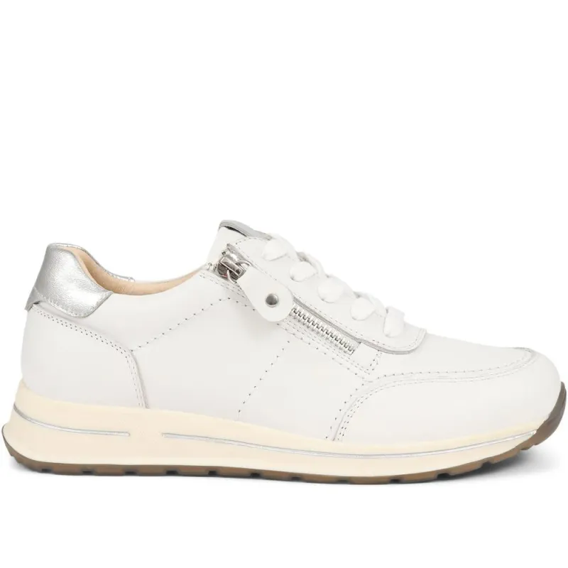Antheia Leather Trainers - ANTHEIA / 325 134 - White Metallic sold by Jones Bootmaker