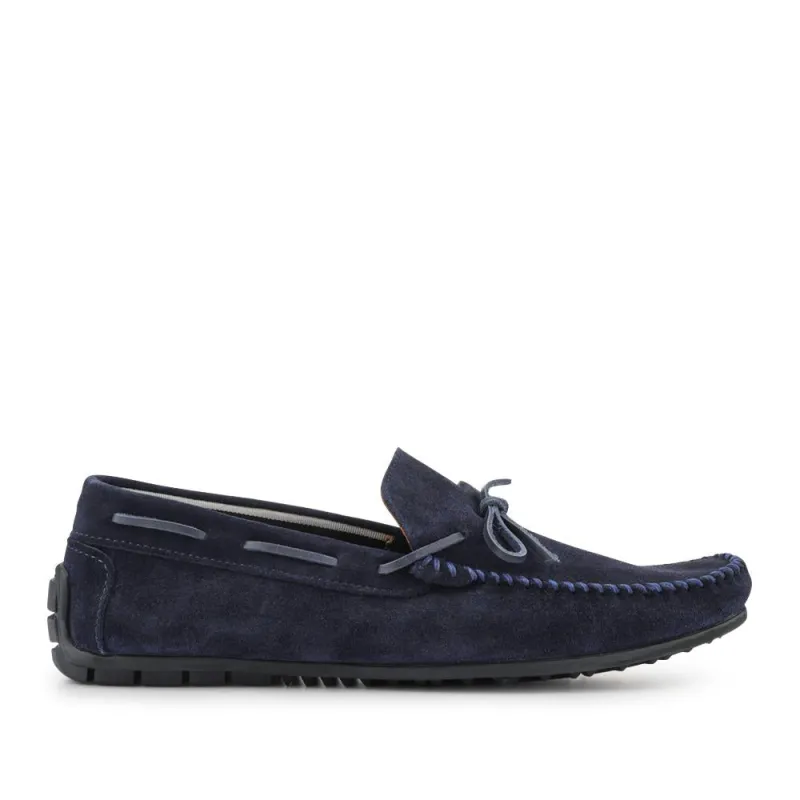 Zeke Leather Full Slippers - ZEKE / 328 015 - Navy Suede sold by Jones Bootmaker