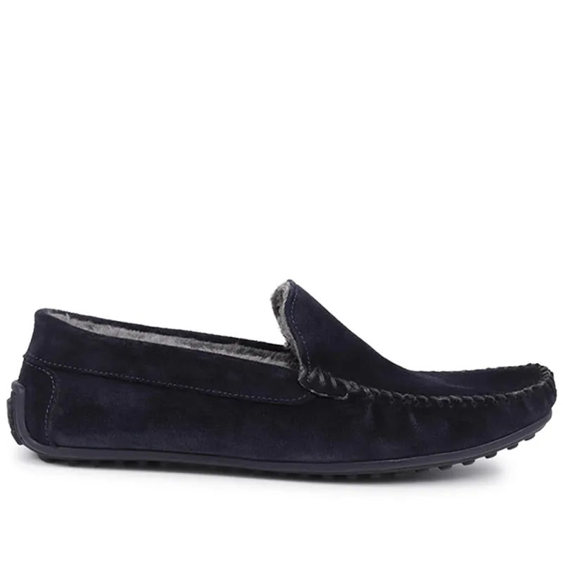 Zain Suede Full Slippers - ZAIN / 326 286 - Navy sold by Jones Bootmaker