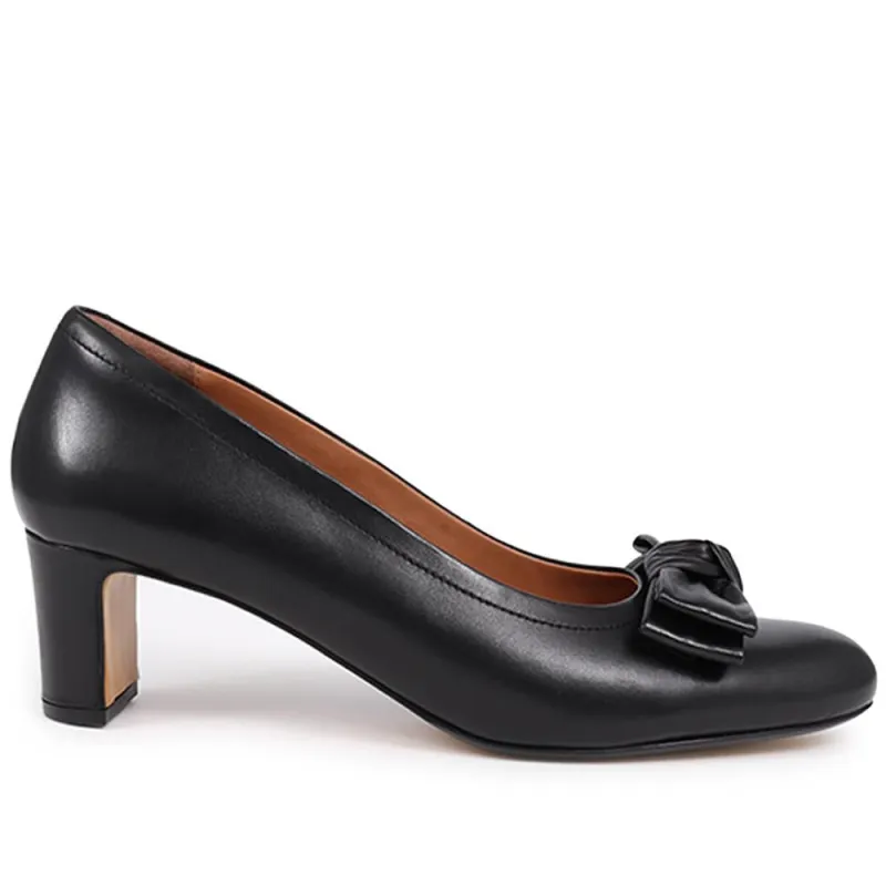 Zelda Bow Detail Court Shoes - ZELDA / 323 596 - Black Leather sold by Jones Bootmaker