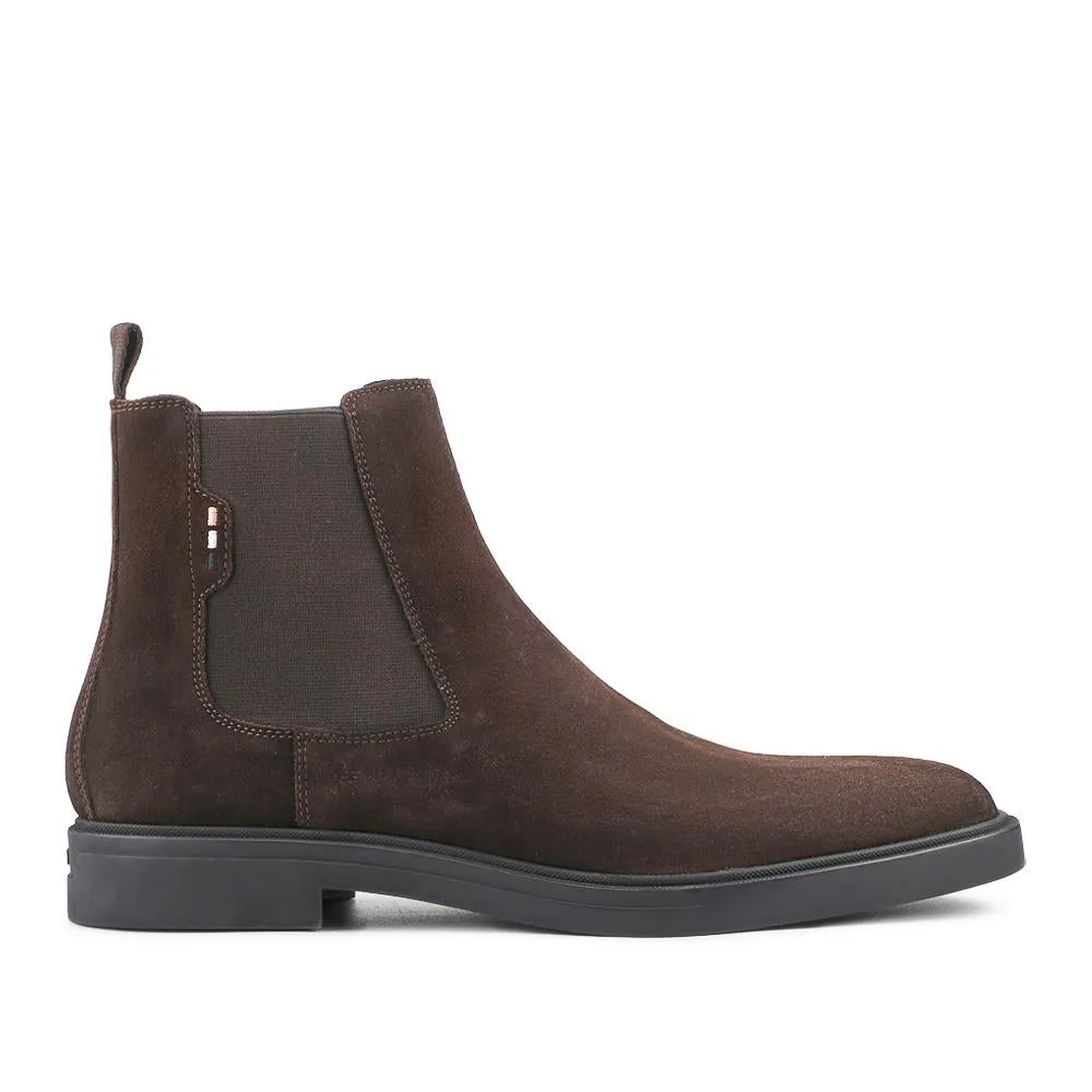 Hugo Boss Suede Leather Chelsea Boots - HUGO42505 / 327 812 - Dark Brown sold by Jones Bootmaker