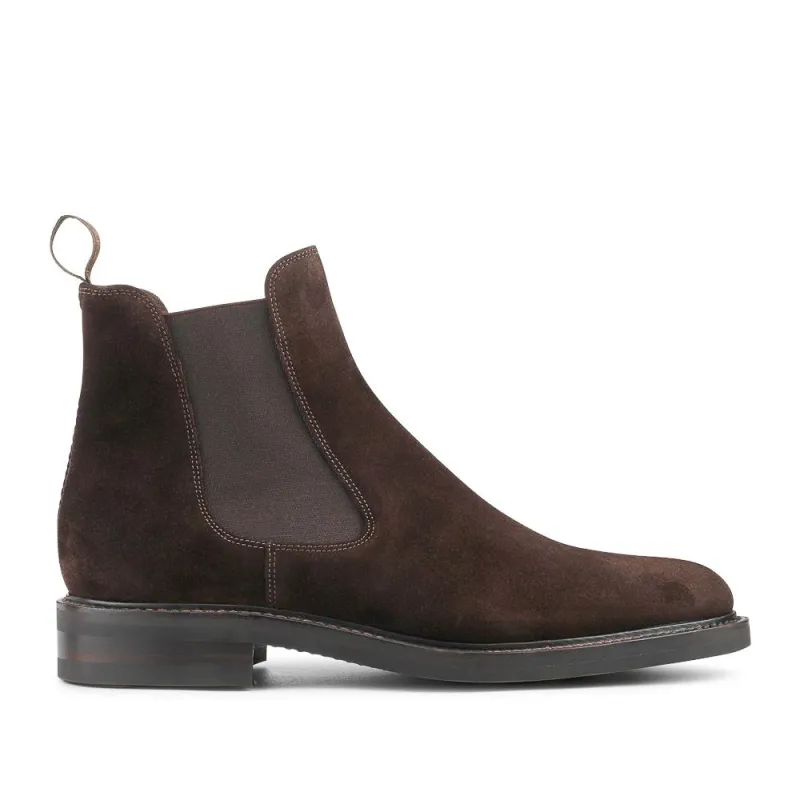 Loake Goodyear Welted Leather Chelsea Boots - LOA42501 / 328 637 - Dark Brown Suede sold by Jones Bootmaker