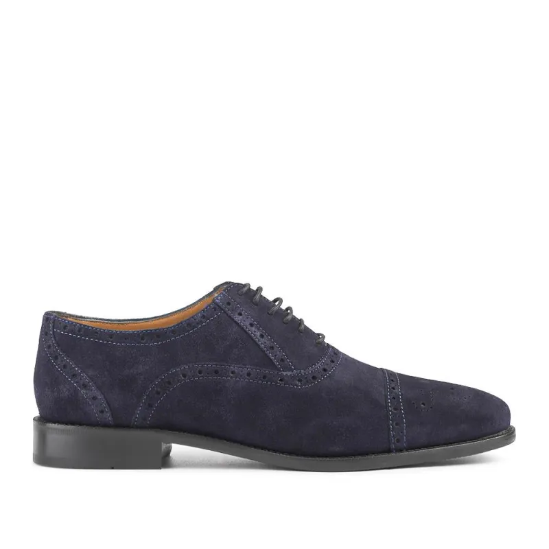 Maynard Leather Oxford Brogues - MAYNARD / 27254364 - Navy Suede sold by Jones Bootmaker