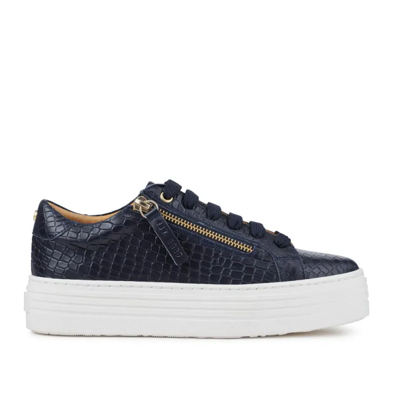 Amaliada Leather Platform Trainers - AMALIADA / 325 316 - Navy Croc sold by Jones Bootmaker