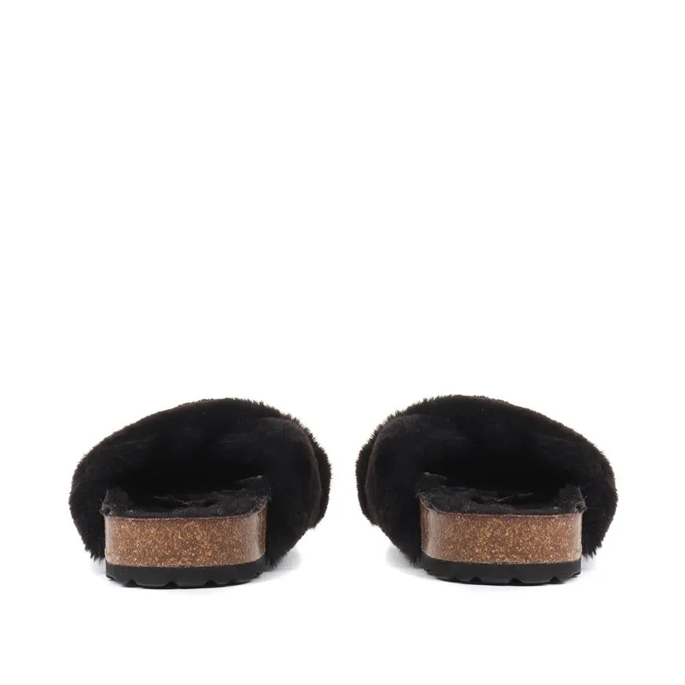Totto Faux Fur Slider Slippers - TOTTO / 321 669 - Black sold by Jones Bootmaker product image thumbnail 3