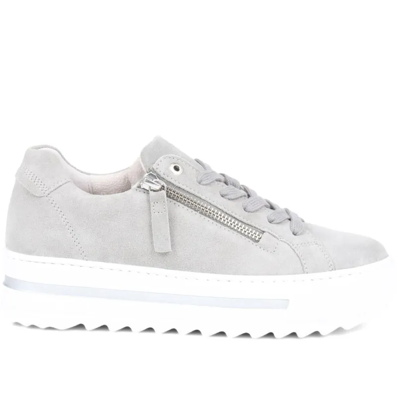 Heather Leather Platform Trainers - GAB35508 / 321 583 - Grey Suede sold by Jones Bootmaker