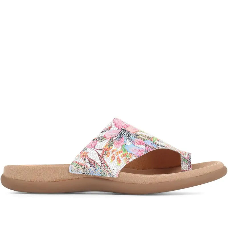 Lanzarote Gabor Leather Toe Loop Mules - GAB29615 / 314 556 - White Floral sold by Jones Bootmaker