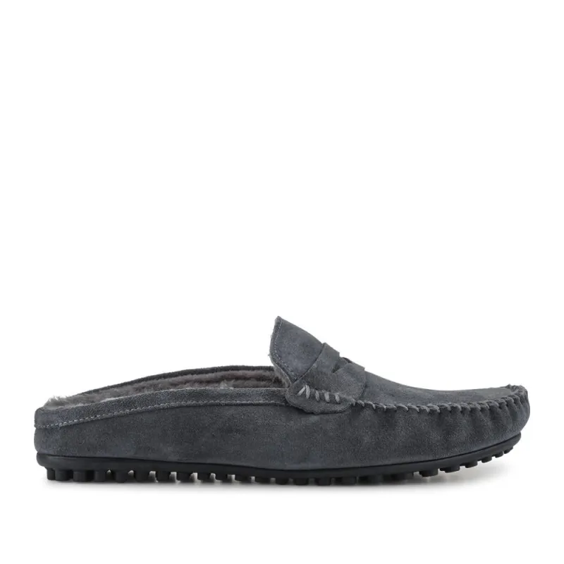 Zap Leather Mule Slippers - ZAP / 328 013 - Charcoal sold by Jones Bootmaker