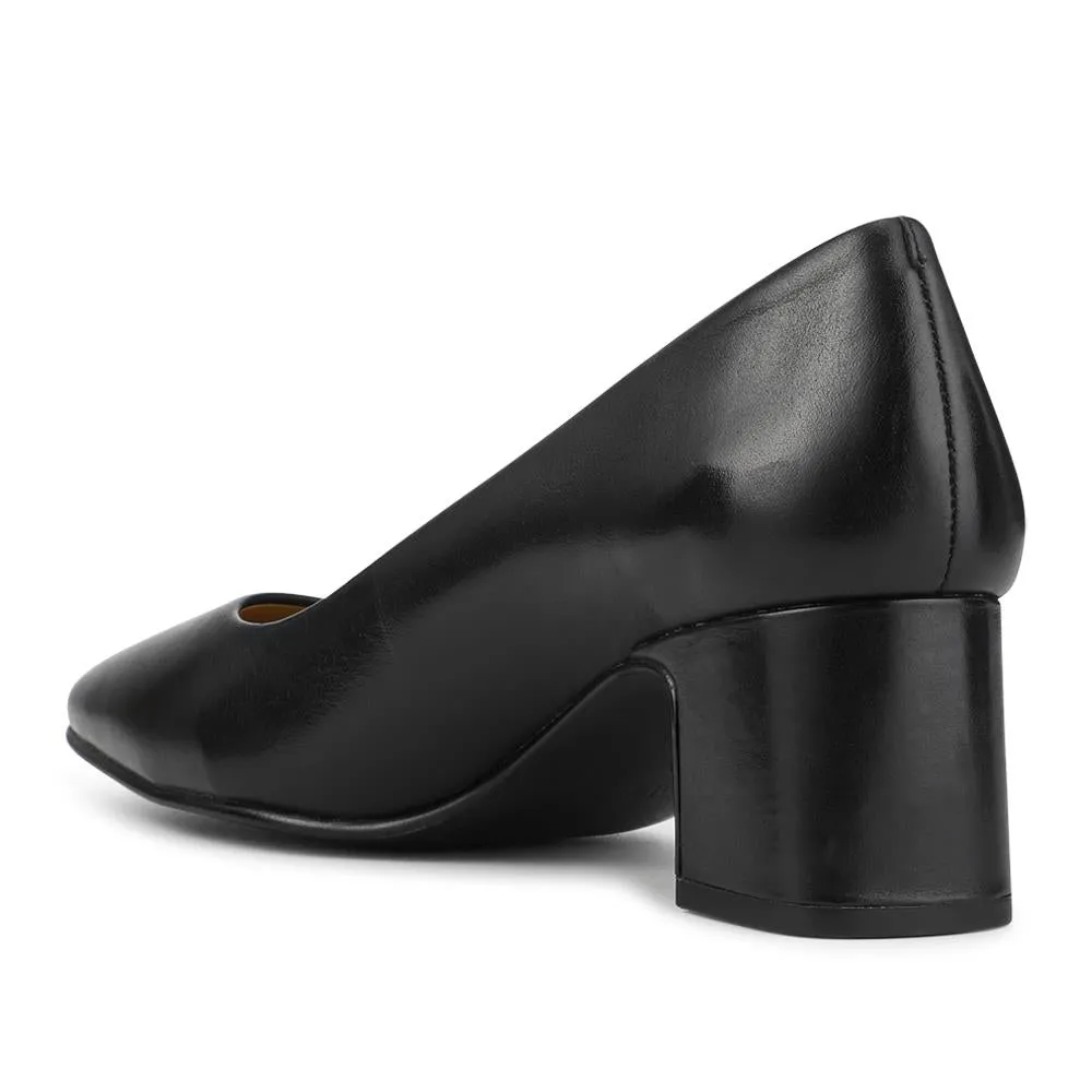 Zadie Wide-Fit Smart Leather Court Shoes - ZADIEWIDE / 328 607 - Black Leather sold by Jones Bootmaker