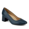 Zadie Wide-Fit Smart Leather Court Shoes - ZADIEWIDE / 328 607 - Navy Leather sold by Jones Bootmaker