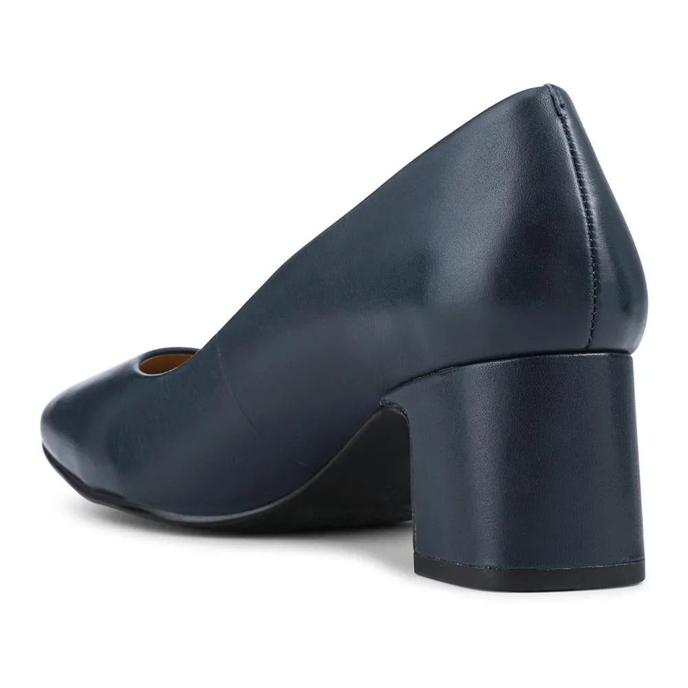 Zadie Wide-Fit Smart Leather Court Shoes - ZADIEWIDE / 328 607 - Navy Leather sold by Jones Bootmaker